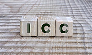 Concept of the word ICC on cubes on a beautiful background photo