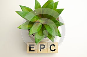 The concept of the word known as EPC or Earnings Per Click has a yellow background