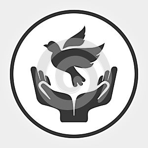 Concept of world without war hands and dove. Symbols for the International Day of Peace