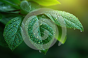 Concept for World Water Day: A droplet amidst green foliage