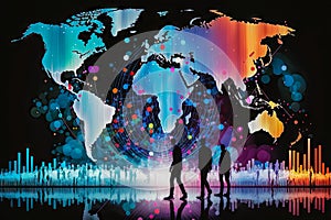 concept of the worldwide business, people on the global map background