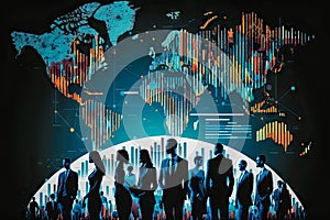 concept of the worldwide business, people on the global map background