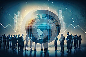 concept of the worldwide business, people on the global map background