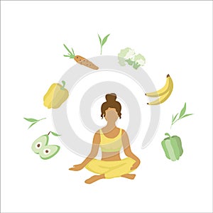 Concept of yoga lifestile, proper nutrition, healthy lifestyle
