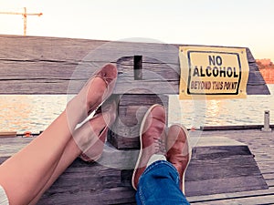Concept of a young couple decided to stop consuming alcohol photo
