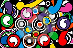 Conception creation retro bold colour circles representing ovum fetes