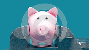 Concepts of Banking piggy bank in a vise