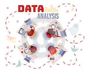 Concepts data analysis teamwork, meeting, financial management, planning, business project