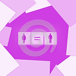 Concepts of gender equality. wooden cubes with female and male symbol and equal sign. Equal pay social quaranty concept