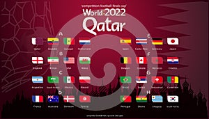 Concepts and modern ideas.LOGO competition football finals cup world  2022 with qatar.national flag various