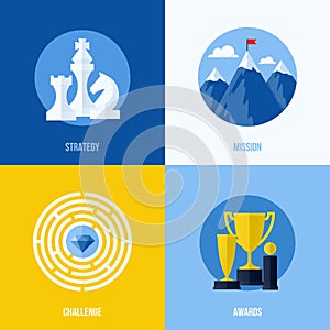 Concepts for strategy, mission, challenge, awards