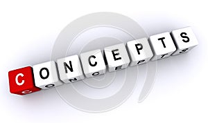 concepts word block on white