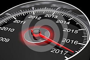 Conceptual 2017 New Year Speedometer. 3d Rendering