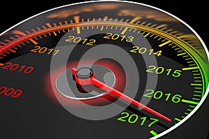 Conceptual 2017 New Year Speedometer. 3d Rendering