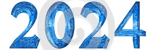 Conceptual 2023 year made of blue ice font isolated on white background