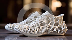 Conceptual 3d printed sneakers manufactured with flexible thermoplastics and advanced additive manufacturing techniques