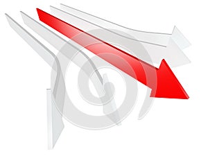 Conceptual 3d rendered image of arrow isolated