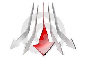 Conceptual 3d rendered image of arrow isolated