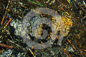 Conceptual aftermath of nuclear holocaust in a micrograph of crystals