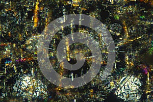 Conceptual aftermath of nuclear holocaust in a micrograph of crystals