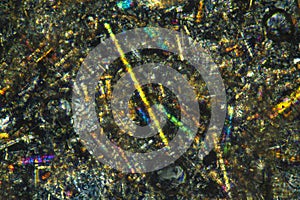 Conceptual aftermath of nuclear holocaust in a micrograph of crystals