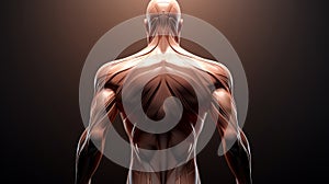 Conceptual anatomy healthy skinless human body, muscle system set.