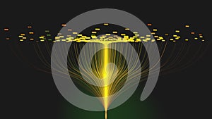 Conceptual animated look at computer technology of the Internet of things IOT and cloud computing of big data using