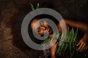 Conceptual art portrait of a young black woman photo