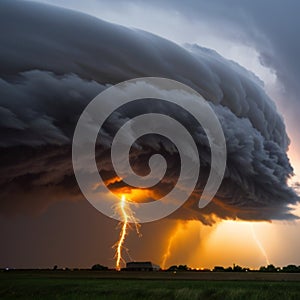 Conceptual Artwork of a Mesocyclone, Dark and foreboding