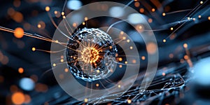 conceptual artwork of quantum particle in superposition, showcasing vibrant energy photo