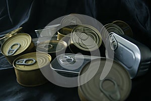 Conceptual background of multiple canned foods