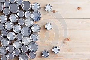 Conceptual background of multiple canned foods photo