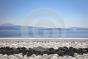 Conceptual background - Santorini. Greece, Santorini island, Oia - white architecture and deep blue. Abstract background, empty