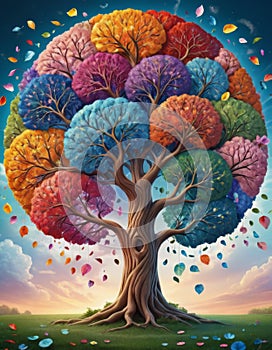 Conceptual Brain Tree in Seasons