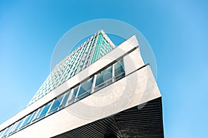 Conceptual building against a blue sky