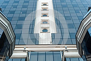 Conceptual building against a blue sky