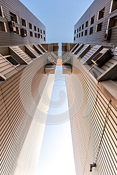 Conceptual building against a blue sky