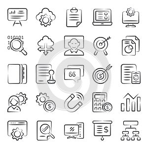 Conceptual Business Doodle Icons Pack