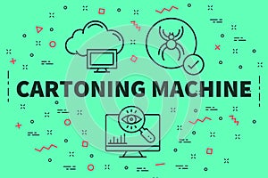 Conceptual business illustration with the words cartoning machine