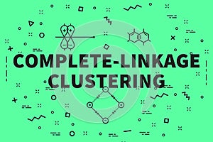 Conceptual business illustration with the words complete-linkage clustering