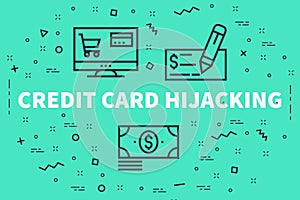 Conceptual business illustration with the words credit card hijacking