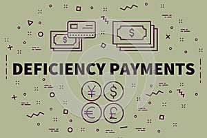 Conceptual business illustration with the words deficiency payments
