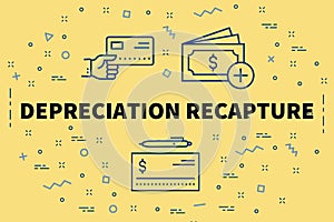 Conceptual business illustration with the words depreciation rec