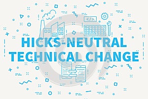 Conceptual business illustration with the words hicks-neutral te photo