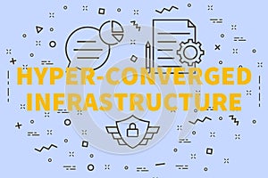 Conceptual business illustration with the words hyper-converged