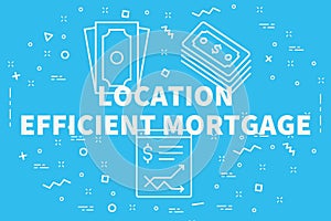 Conceptual business illustration with the words location efficient mortgage