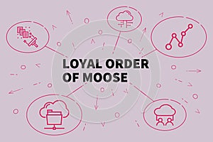 Conceptual business illustration with the words loyal order of m