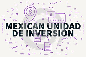 Conceptual business illustration with the words mexican unidad d photo