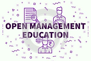 Conceptual business illustration with the words open management