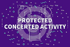 Conceptual business illustration with the words protected concerted activity